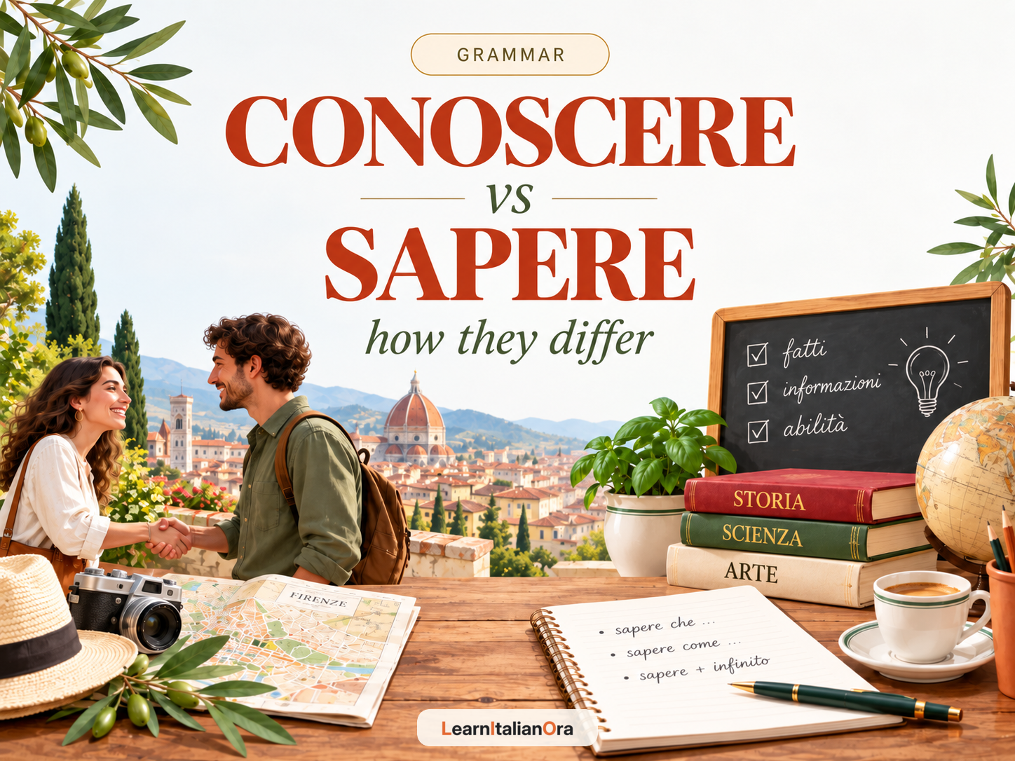 Comparison of the Italian verbs conoscere and sapere